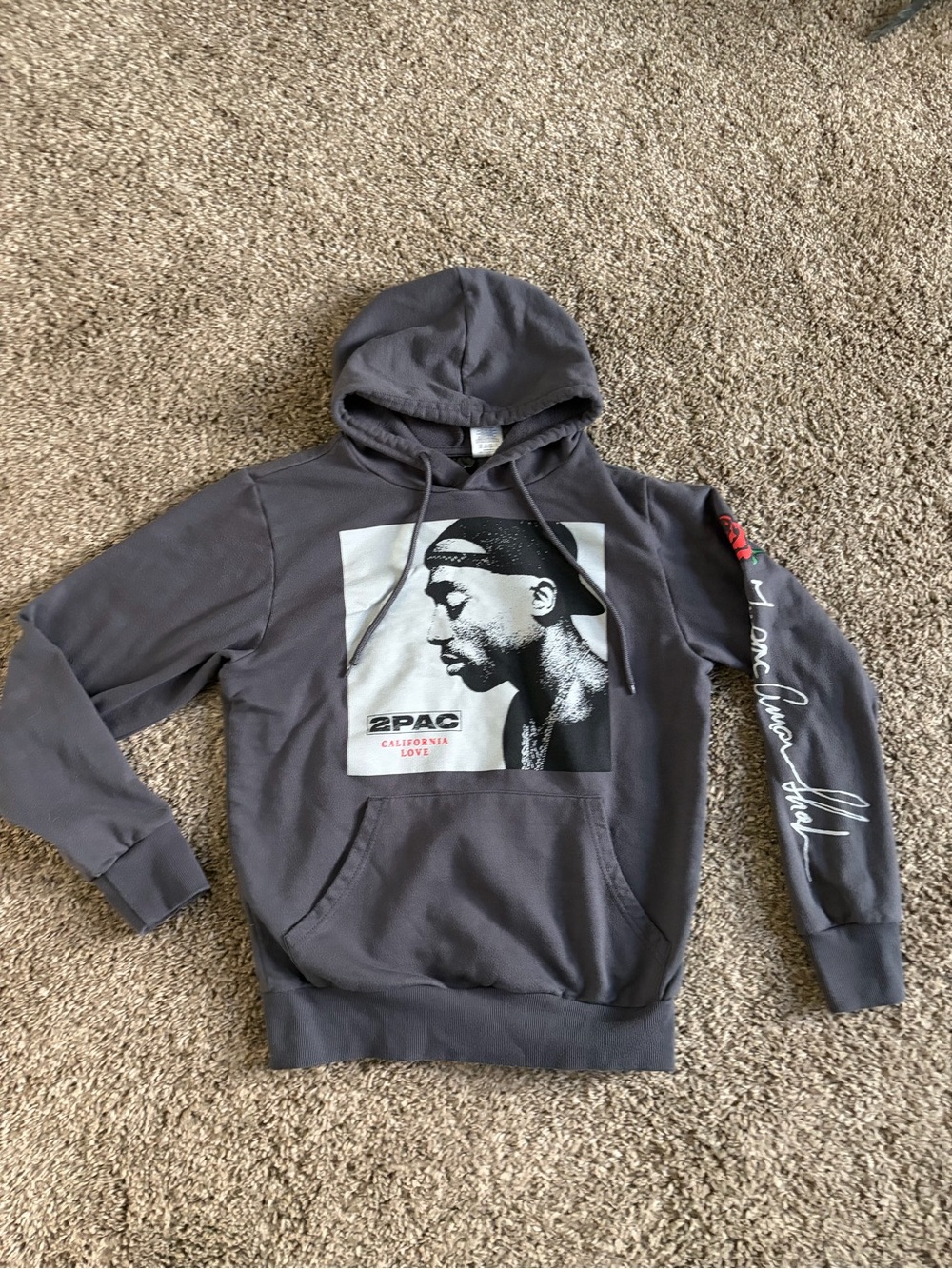 2PAC Graphic Hoodie Sweatshirt - Charcoal
